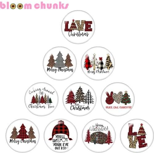 Christmas tree 12mm/18mm/20mm/25mm Round glass cabochon flat back Making snap button B7222