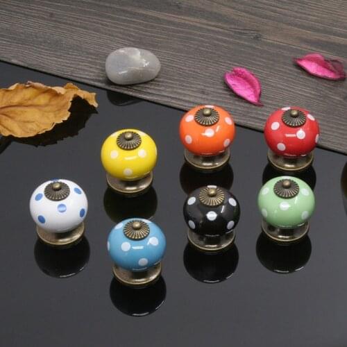 Ladybug Drawer Handle Retro Wardrobe Round Single Hole European Cabinet Furniture Cartoon Zinc Alloy Pumpkin Ceramic Handle