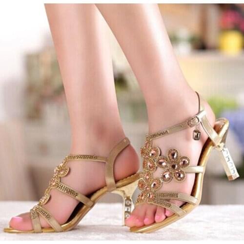 Summer Open Toe Women Wedges Sandals Fashion high-heeled sandal Women Sandals Crystal Rhinestone Shoes