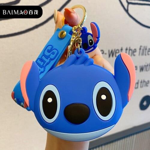 Disney Silicone Small Wallet Pendant Stitch Mickey Mouse Cartoon Anime Mini Coin Purse for Girls Women Stitch Money Bag Purse
