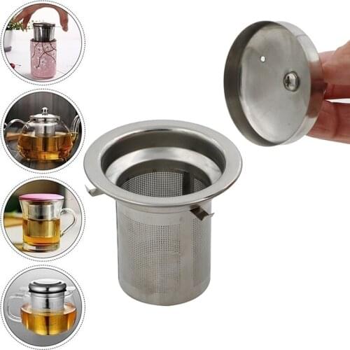 New Reusable Mesh Infuser Tea Strainer Leaf Spice Filter Stainless Steel For Teapot Basket Loose Teaware With Mug Cover S M L