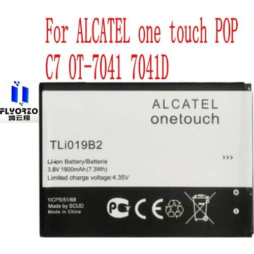 Brand new Original 1900mAh TLi019B2 Battery For ALCATEL one touch POP C7 OT-7041 7041D Mobile Phone