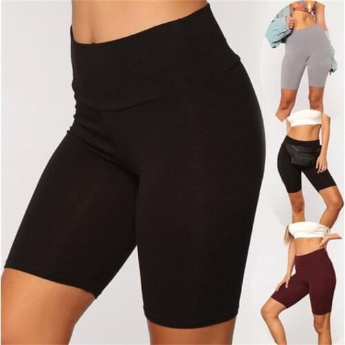 High Waist Yoga Sports Shorts Biker Shorts Women Summer Casual Skinny Fitness Solid Color Bodycon Cycling Shorts Slim Bottoms
