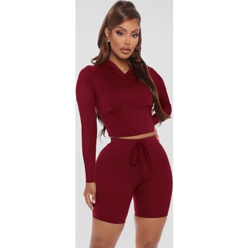 Sporty Tracksuit Two Piece Set Women Casual Hoodies Slim Sweatshirt Top and Biker Skinny Shorts Joggers Outfits 2021 Autumn