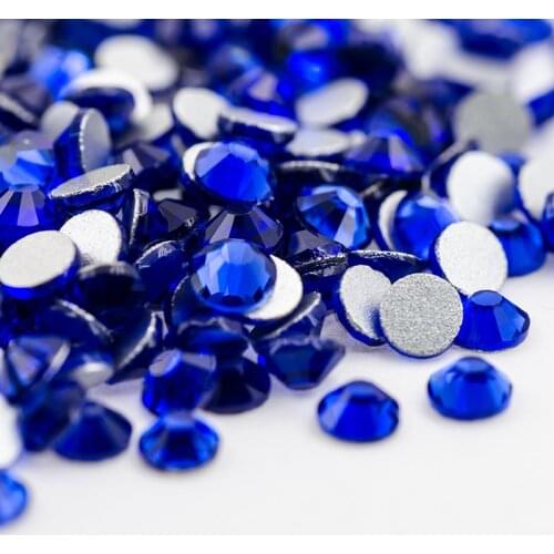 Blue Flash Rhinestone Crystal SS3-SS16 Non-Hot Repair FlatBack Strass Sewing And Cloth Clothing Rhinestone Nailstone