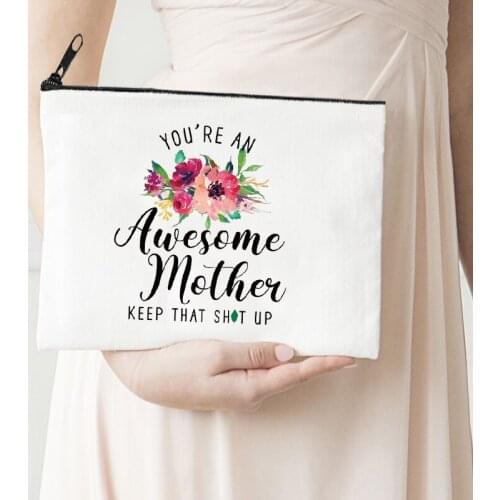 Best Mother Makeup Bag Casual Cosmetic Pouch Canvas Flower Lipstick Bag Harajuku Travel Toiletry Bags Storage Purse Cosmetic