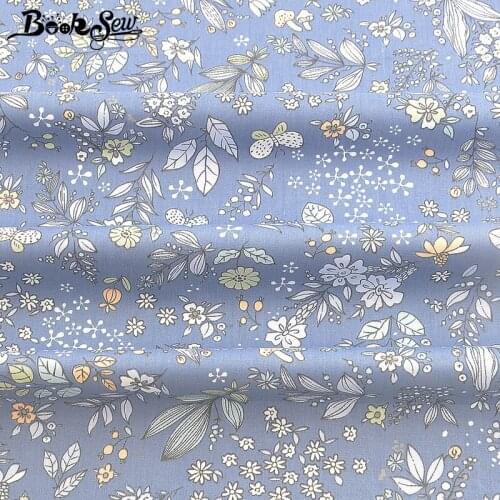 Booksew 100% Cotton Tela Dark Blue Tecido Patchwrok Twill Sewing Material Textile Fabric Meter Scrapbooking Printed Floral Cloth