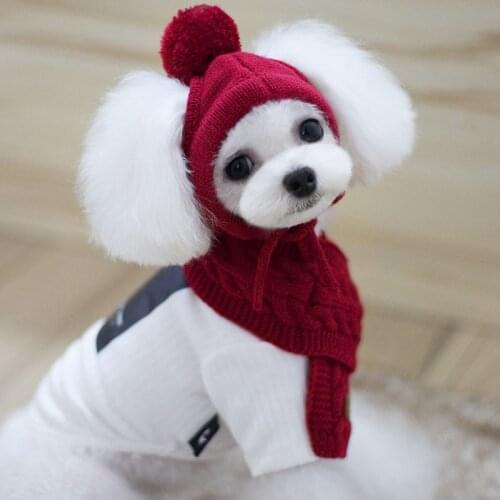 3 Color Autumn Winter Dog Knitted Hat Scarf Dog Coats Warm Puppy Dog Accessories Fashion Dog Pet SetsPet Warm Products Supply