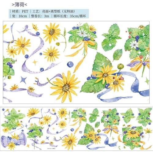 Amazing Mint Leaf Cherry PET Washi Tapes Bullet Journal Masking Tape Adhesive Tape DIY Scrapbooking Washi Stickers