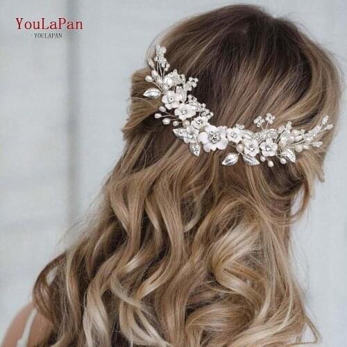 YouLaPan HP337 Elegant Flower Headdress Crystal Bridal Hair Comb Pearl Bridal Female Hair Accessories Girl Headband for Wedding