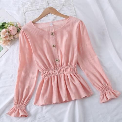 Women Blouse Autumn Ruffled Long Sleeve Shirt Bell Sleeve Top Blusas Ropa De Mujer