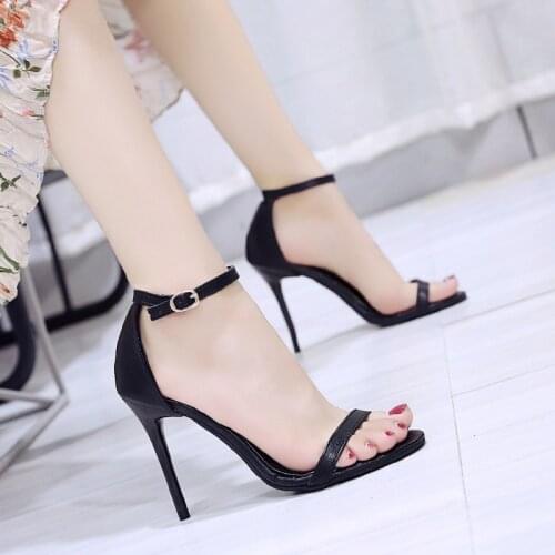 2021 Summer Women Sandals High Heels Shoes Temperament Sexy Pumps Buckle Open Toe Stiletto High Heel Sandals 6 Or 10CM Size 34