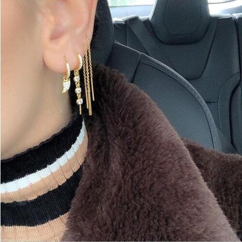 Gold filled 100% 925 sterling silver Horn charm dangling earring paved cz horn delicate dainty girl sweet lovely vermeil jewelry