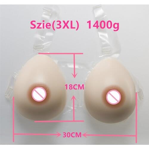 1400g/pair White Silicone Breasts Forms False Breast Bra Needn't Adhesives For Crossdresser Shemale Drag Queen Transgenders
