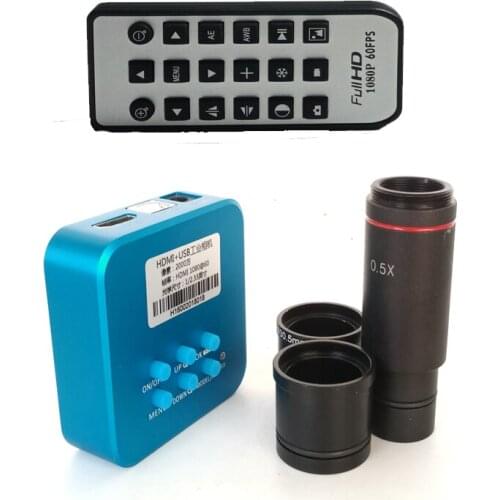20MP HD 1080P 60FPS HDMI USB Output IR Industrial Microscope Camera Lens with 0.5X C-Mount lens +30mm 30.5mm ring adapter