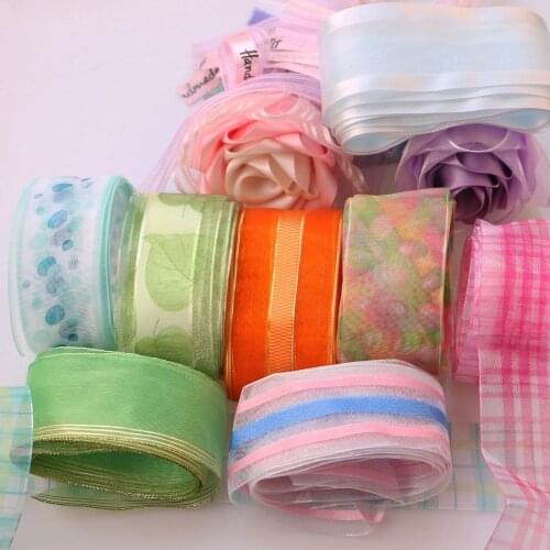 5Yard/Rolls 4CM Pretty Silk Organza Double Face Transparent Ribbon For Wedding Party Decoration Crafts Gift Packing Belt