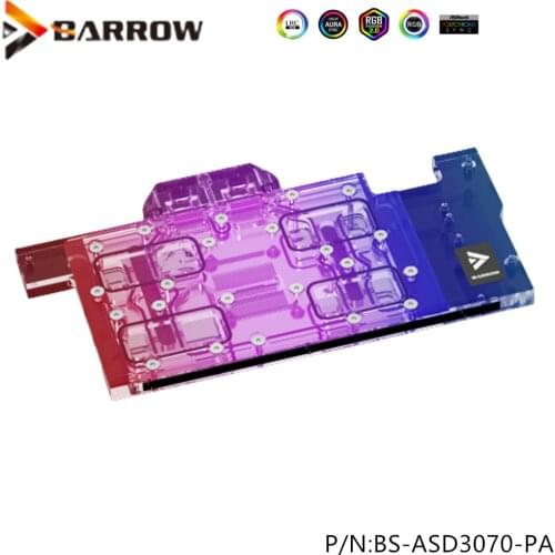Barrow 3070 GPU Water Block For ASUS DUAL RTX 3070 O8G Graphics Card ,Full Cover ARGB 5V 3PIN Light Effect ,BS-ASD3070-PA