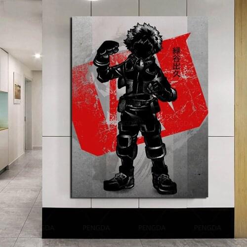 Home Decoration Hd Black Deku Anime Prints Painting My Hero Academia Pictures Wall Art Modular Canvas Poster Bedside Background