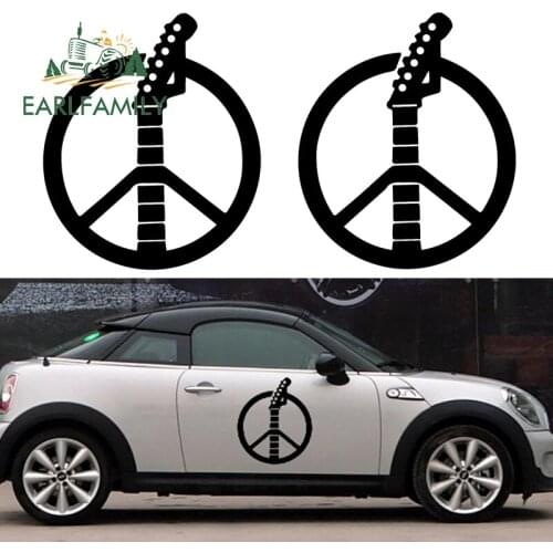 EARLFAMILY 58cm X 58cm 2x Peace Sign Music Guitar Graphics(one for Each Side)Car Sticker for Truck Window Auto Door Vinyl Decal