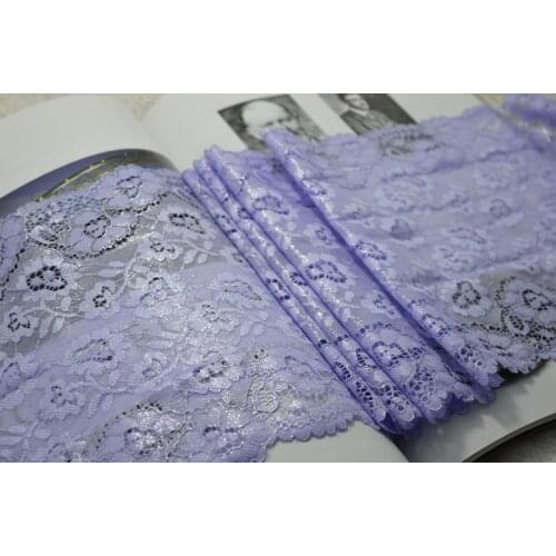 Somelace 22CM Width (2 yards/lot)Purple Elastic Lace Fabric,Sewing Trim Wedding Lace,DIY Garment Accessories