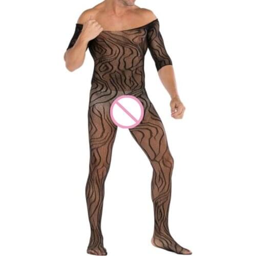 High Elastic Man Pajamas Sexy Costumes Sexy Lingerie Erotic Bodystocking Catsuit Plus Size Body Suit Male Crotchless Sleepwear