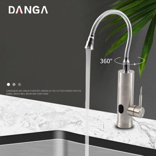 Kitchen Faucet Electric Hot Water Tap Bathroom Basin Faucets 304 Stainless Steel Faucet Hot Cold Mixer Tap Free Rotating Faucet