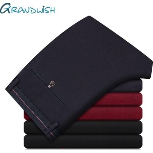 Grandwish 2021 Mens Casual Long Pants Cotton Soft Business Stretch Trousers Male Brand Sequined Formal High Quality Pant;ZA472