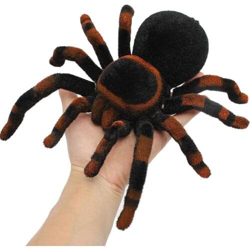 Big Size Toy Remote Control Simulation tarantula Eyes Shine black RC Spider 4Ch Halloween RC Tricky Prank Scary for party game