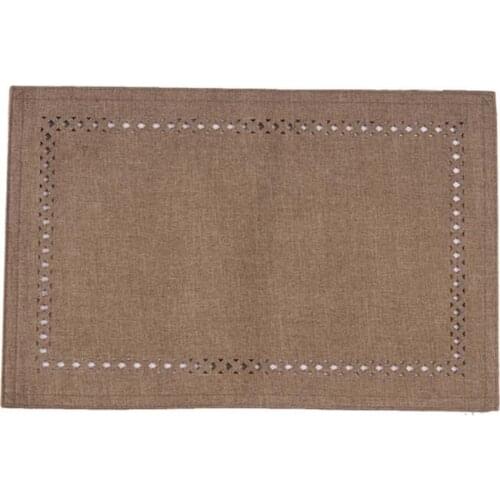 MCAO Linen Hollow Placemats Polyester Rectangle Dining Table Heat-Resistant Macrame Placemat Coaster Livingroom Home DecorTJ6208