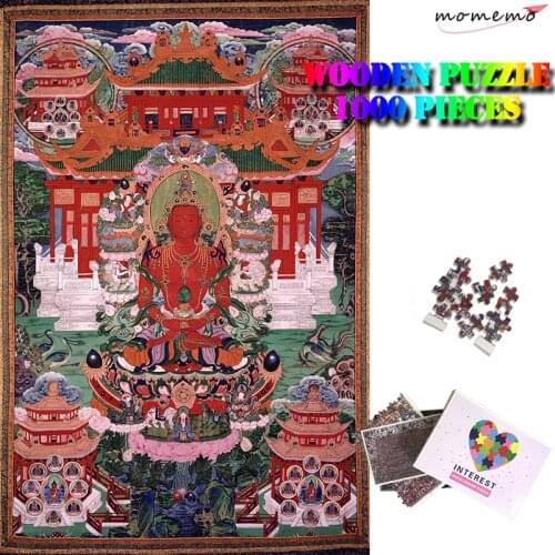 MOMEMO Buddha Amitayus In His Pure Land Wooden Puzzle 1000 Pieces Religion Adults Jigsaw Puzzles Kids Puzzle Toy Home Decoration