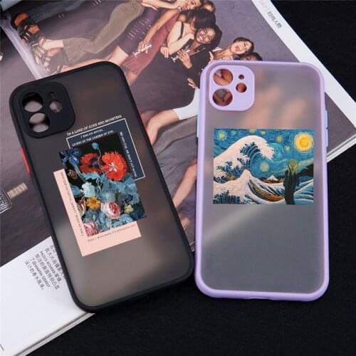 Soft Bumper Phone Case for IPhone 12 11 Pro Max Mini 7 Plus XR XS Max 6S 7 8 Plus SE2020 Matte Clear Sunflowers Wave Capa Cover