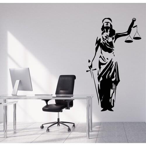 Law Office Wall Decal Lady Justice Themis Court Of Justice Wall Stickers Vinyl Court Decor Home Room Decoration Poster X578