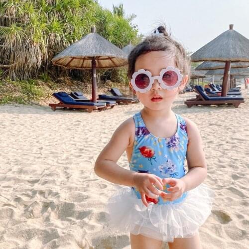 2021 new childrens one piece swimwear lovely tutu skirt bow girls swimsuit Korean puffy one piece princess bathing suit YZ20019