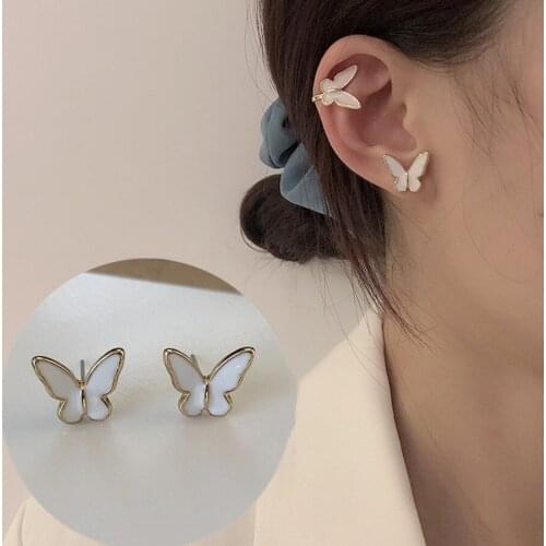 New Korean fashion butterfly earrings simple and sweet cute Ear Studs for ladies and girls romantic sweet wild earrings wholesal