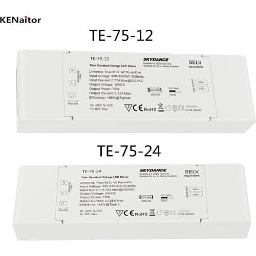 LED Triac Dimming Driver 75W AC 230V 220V to DC 12V 24V Constant Voltage PWM Digital Dimmable Triac LED Driver 12V 24V for Light
