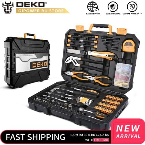 DEKO 196 Pcs Professional Car Repair Tool Set Auto Ratchet Spanner Screwdriver Socket Mechanics Tools Kit W/ Blow-Molding Box