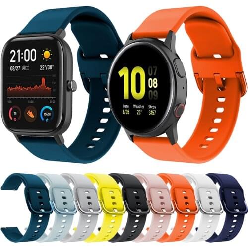 20mm Silicone Strap For COLMI P8/P8 Plus Band For Amazfit GTS Bip/Haylou LS02/Samsung Galaxy Active 2 40 44mm Bracelet Watchband
