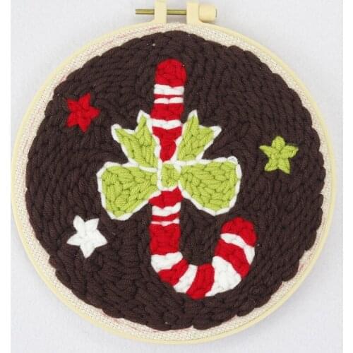 Christmas Punch Needle Starter Kit Christmas Candy Punch Needle Kit for Beginner Handmade Christmas Art Craft Kit English Manual