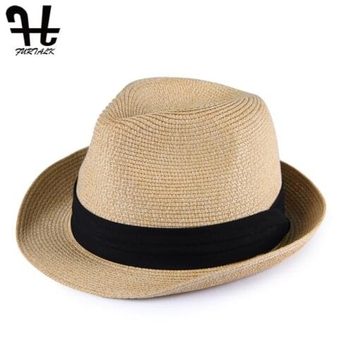 FURTALK Summer Sun Straw Hat for Women Men Panama Hat Casual Straw Cap with Webbing Belt 2021