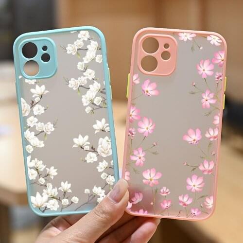 Phone Cover Case for IPhone 7Plus 8Plus 6S 7 8 Plus X Xs XR SE2020 11 12 Pro Max Rubber Silicone Sage Green Flower Patch Coque