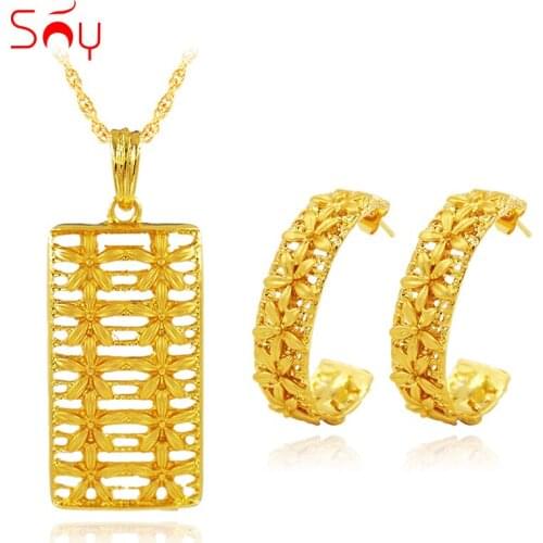 Sunny Jewelry Romantic Flower Jewelry Sets Necklace Earrings Pendant For Party Wedding For Women Girls Gifts Jewelry Findings