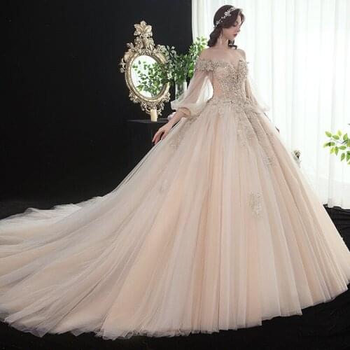 The Main Wedding Dress 2020 New Bride Big Trailing Forest Super Fairy Dream Luxury Luxury Hepburn Word Shoulder Wedding Dress