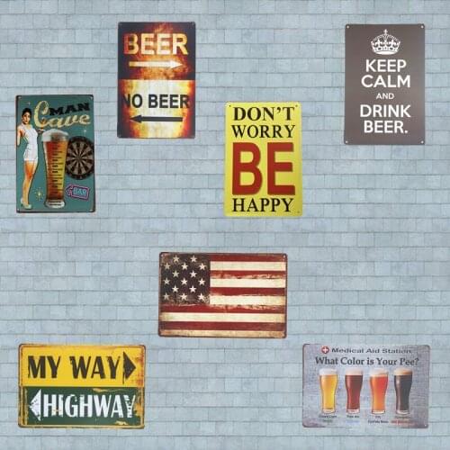 Vintage Metal Tin Plates Beer Bar Pub sign Restaurant Bar Pub Tavern Wall Stickers Decor