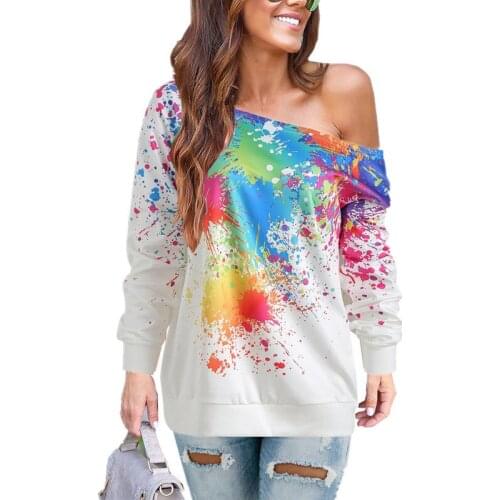 2020 New womens t-shirts diagonal collar casual spring and autumn female t-shirt pring new tide top