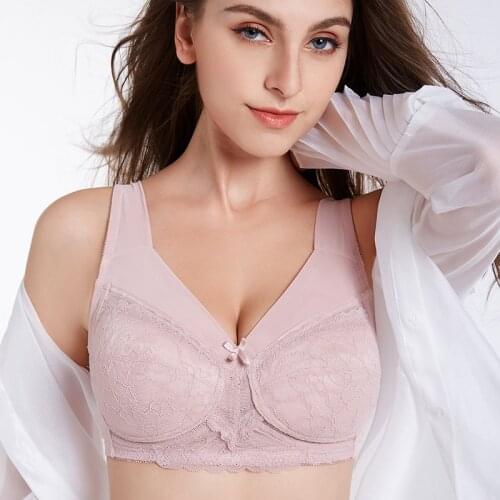 Womens Push Up Bralette Cotton Lace Brasieres Comfatable Full Coverage Bra Wire Free Seamless Minimizer Bras Plus Size