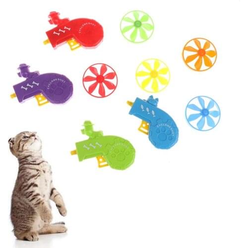 1Set Flying Disc Saucer Launcher Cat Fetch Toy Chasing Game Toy Interplay Exercising Toy