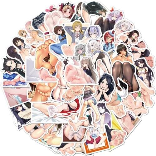 50PCS Anime Japanese Anime Characters Stickers Beautiful Foot Skateboard Fridge Guitar Laptop Travel Luggage Decals Sticker F3