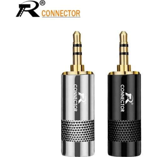 1pc Jack 3.5mm 3 poles 3.5mm Audio adapter Gold headphone plug 3.5 jack Connector for cable size up to 8mm wire connector