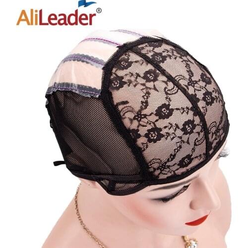 Alileader 5pcs Wig Caps For Making Wigs Hot Selling Breathable Lace Cap Black Adjustable Lace Wig Cap Fast Shipping