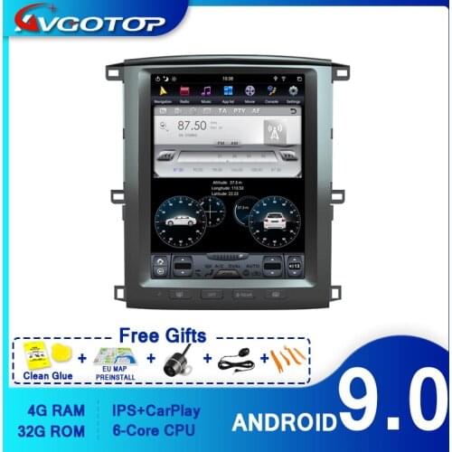 AVGOTOP Android 9.0 Tesla GPS Car DVD Player for TOYOTA LAND CRUISER 100 2003- 2007 6 core+4G+32G IPS Screen